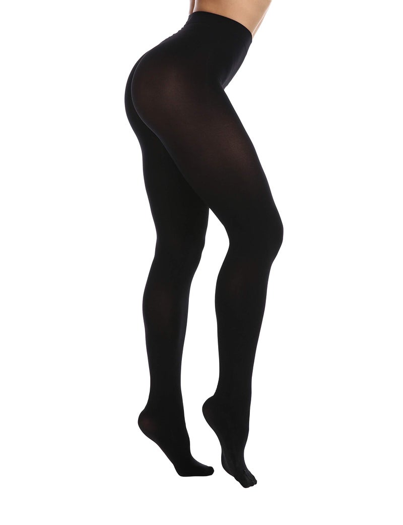 EVERSWE Women's 80 Den Soft Opaque Tights, Women's Tights (S/M, Totally Black) - Image 2